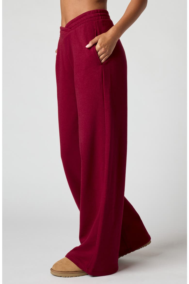 Cozy Crush V Wide Leg Sweatpants, Alternate, color, CRIMSON