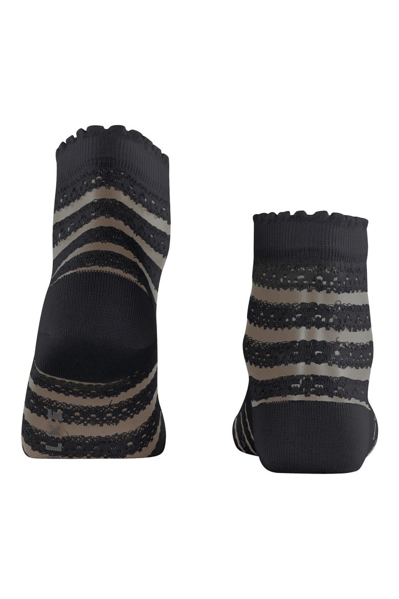 Stripe Border Lace Ankle Socks, Alternate, color, BLACK