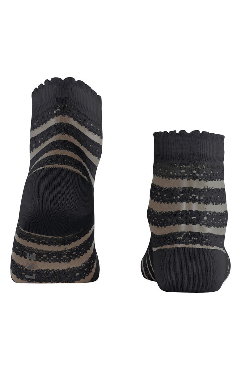 Falke Stripe Border Lace Ankle Socks, Alternate, color, Black