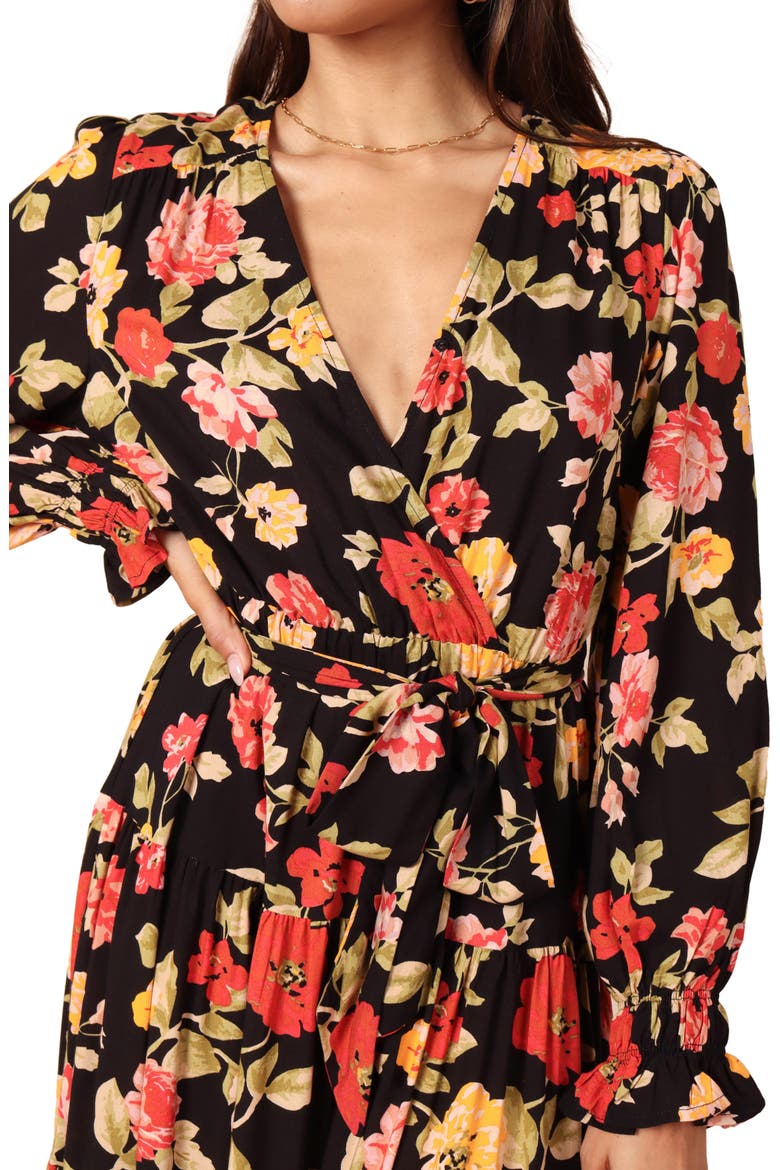 Long Sleeve Maxi Dress, Alternate, color, BLACK FLORAL