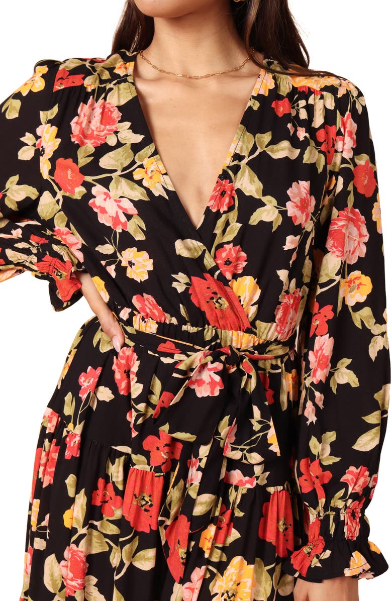 Petal & Pup Long Sleeve Maxi Dress, Alternate, color, Black Floral