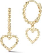 Ember Fine Jewelry 14K Heart Drop Huggie Hoop Earrings