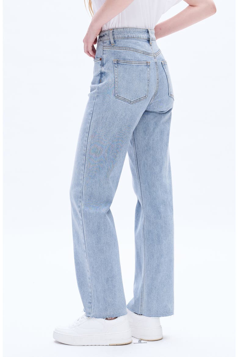 Raw Hem High Waist Wide Leg Jeans, Alternate, color, GLACIER