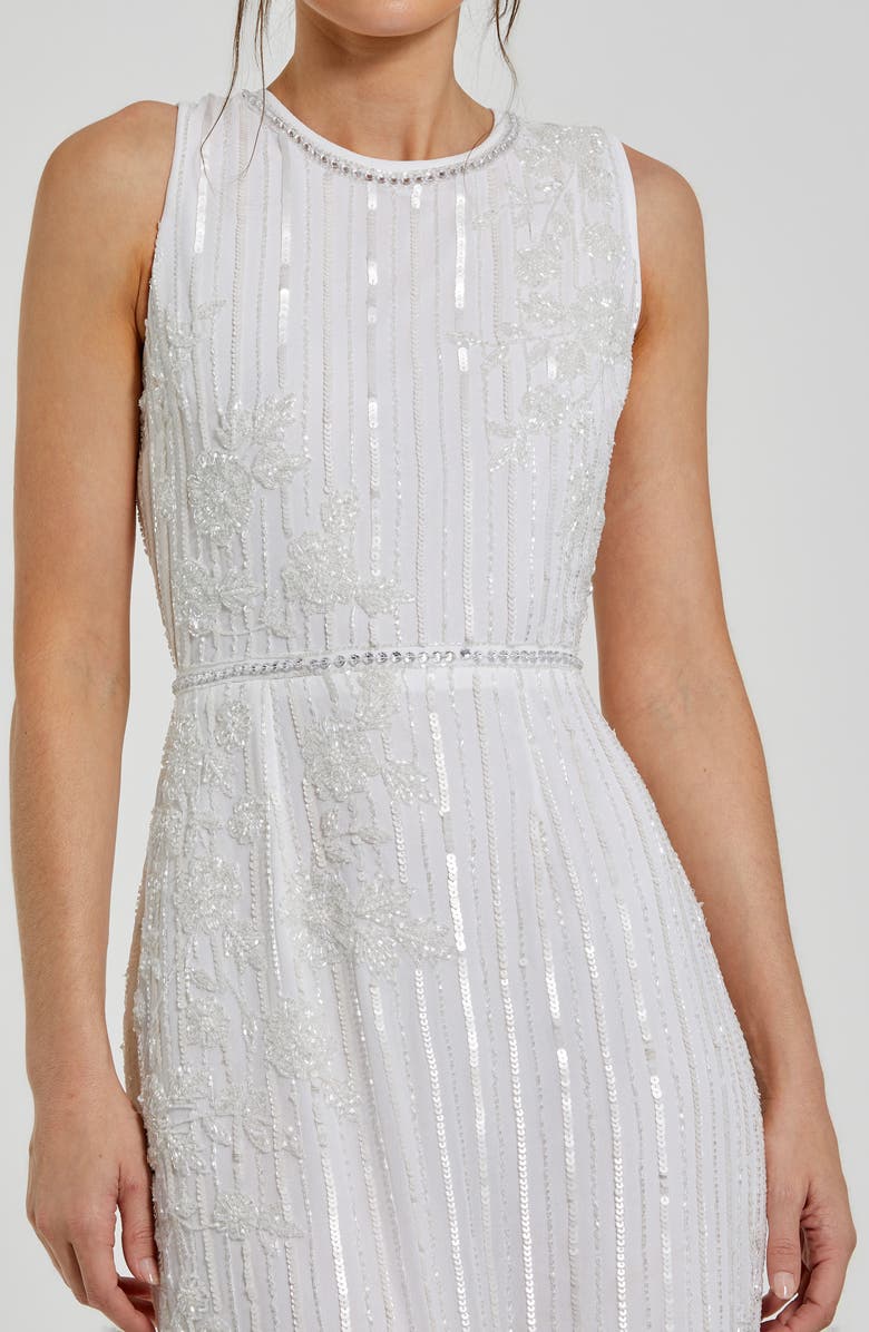 Mac Duggal Sequin Stripe & Floral Sheath Dress, Alternate, color, 