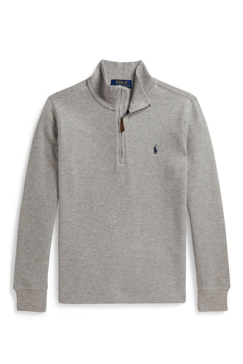 Kids' Estate Rib Quarter Zip Pullover, Main, color, ANDOVER HEATHER