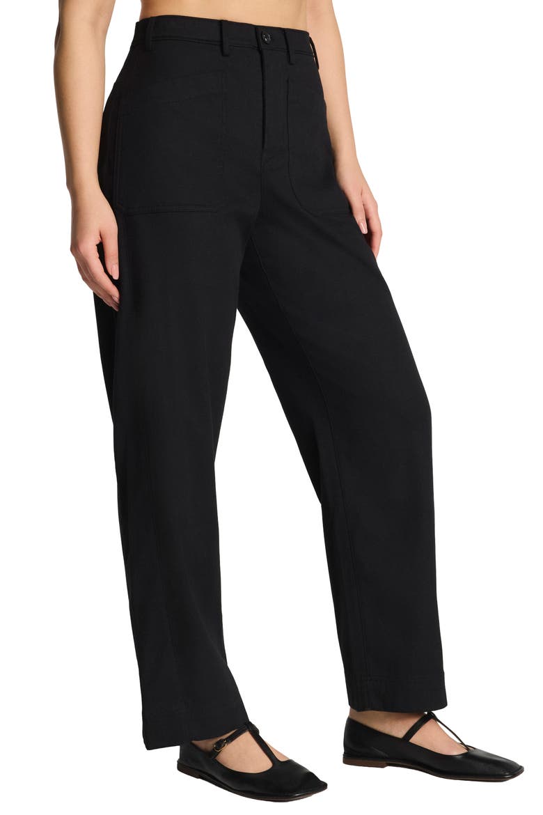 SPANXsupersmooth™ Stretch Cotton Twill Barrel Leg Pants, Alternate, color, CLASSIC BLACK