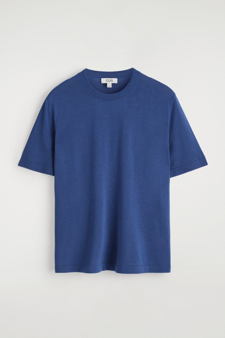 Slim Knitted Silk T-Shirt, Alternate, color, BLUE
