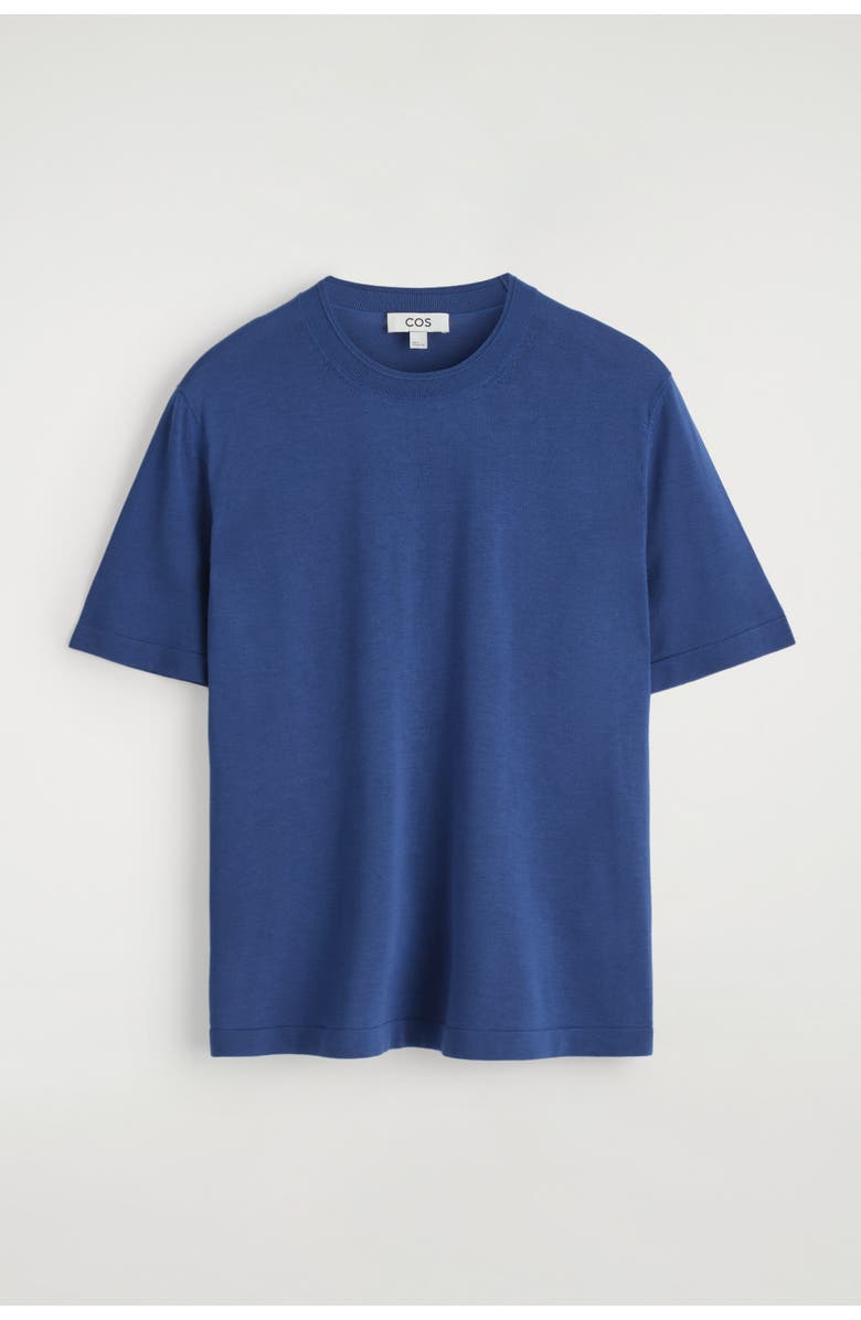 COS Slim Knitted Silk T-Shirt, Alternate, color, Blue