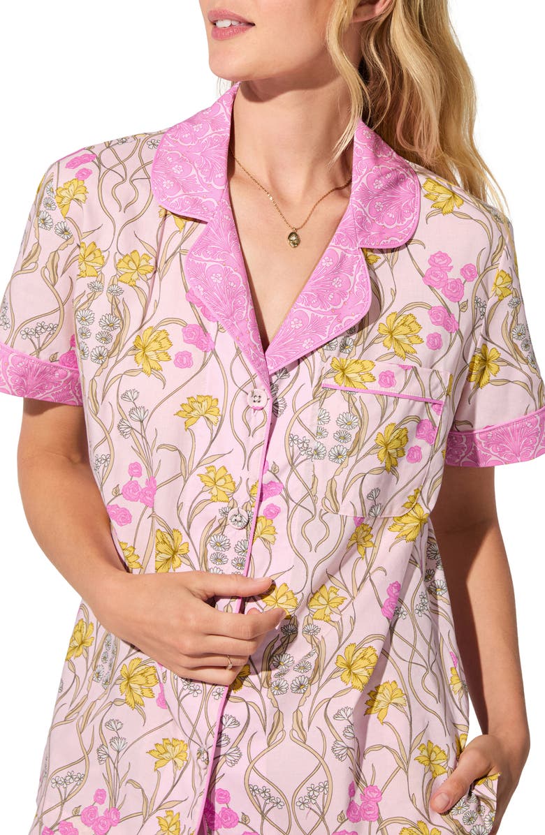 BedHead Pajamas Floral Print Organic Cotton Poplin Short Pajamas, Alternate, color, Fleur Nouveau