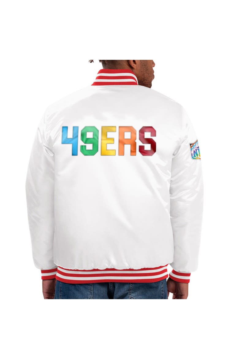 Men's Starter White San Francisco 49ers Pride Full-Snap Varsity Jacket, Alternate, color, White