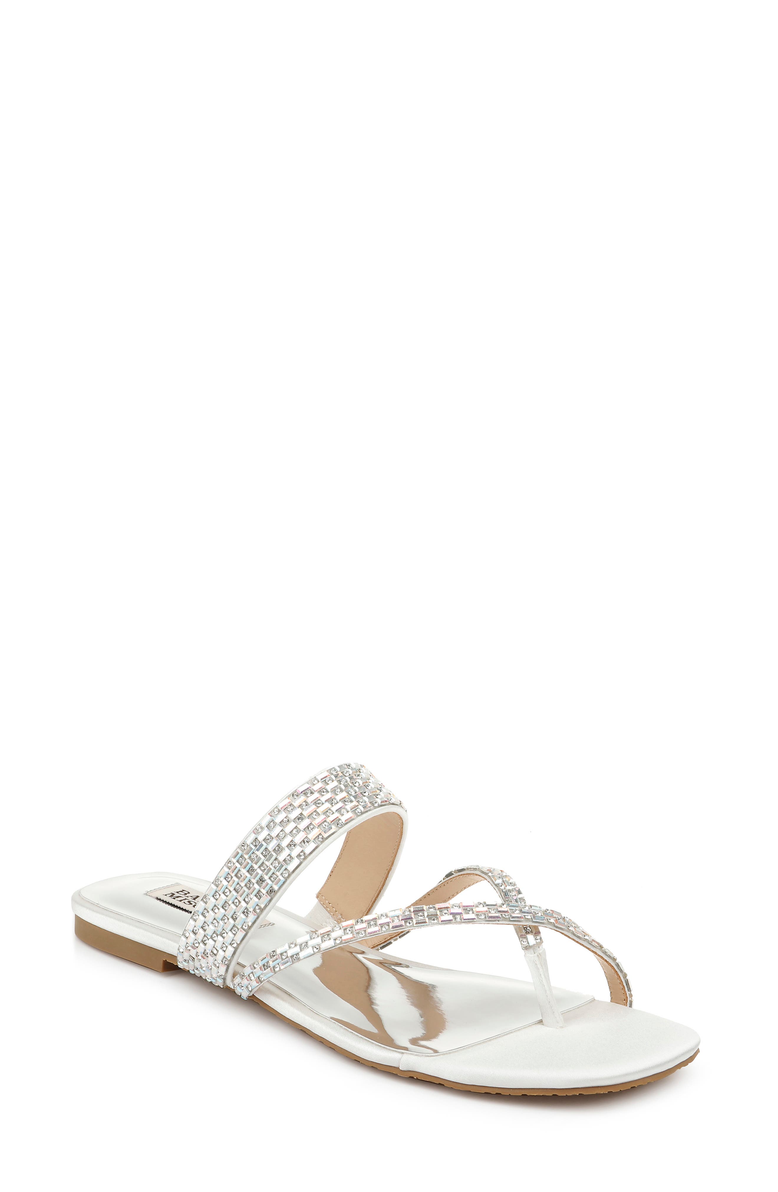 Zelah Embellished Sandal, Main, color, SOFT WHITE SATIN