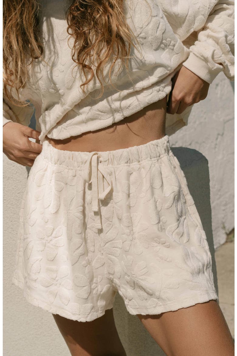 Loosen Up Jacquard Terry Cloth Shorts, Alternate, color, WHITECAP