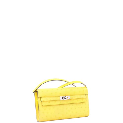 Pre-owned Hermes Hermes Kelly To Go Wallet Ostrich In Yellow