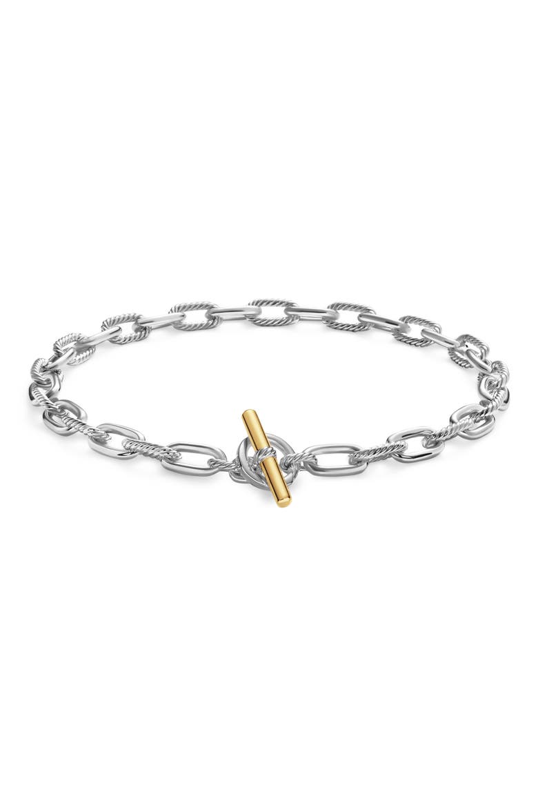 DY Madison® Toggle Chain Necklace in Sterling Silver with 18K Yellow Gold, 11mm, Alternate, color, SILVER/ 18K YELLOW GOLD
