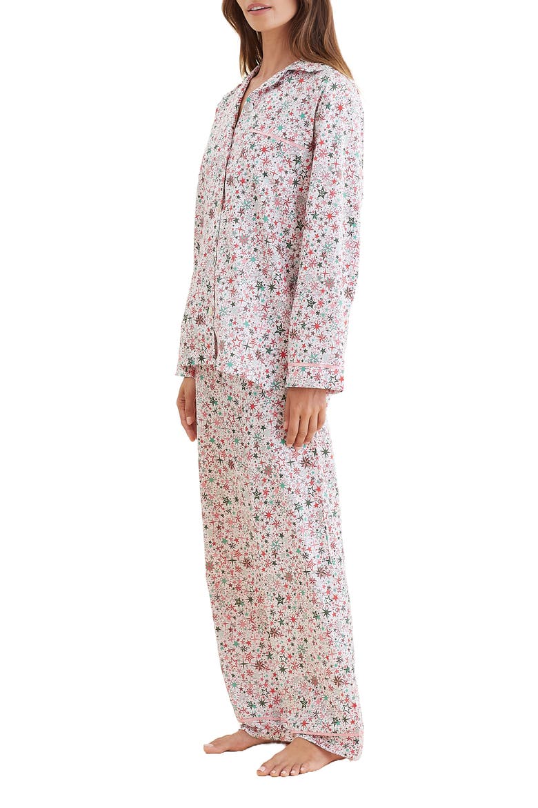 Christmas Stars Cotton Sateen Pajamas, Alternate, color, BERRY PINK