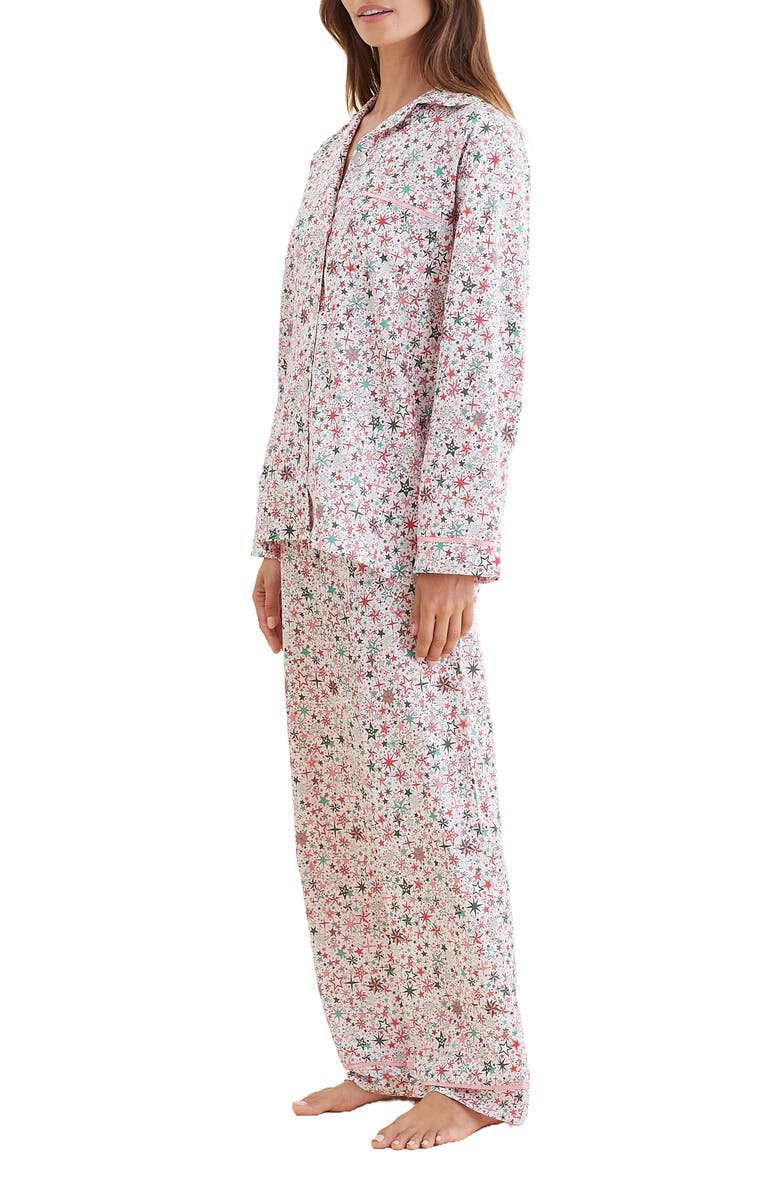 Papinelle Christmas Stars Cotton Sateen Pajamas, Alternate, color, Berry Pink
