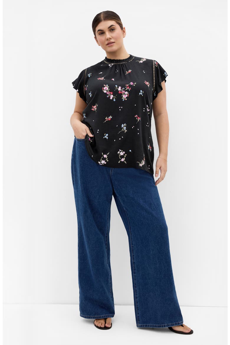 Petal Bouquet Print Woven Shirt, Alternate, color, PETAL BOUQUET BLK