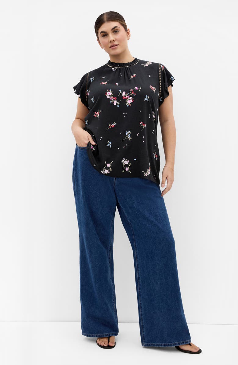 City Chic Petal Bouquet Print Woven Shirt, Alternate, color, 