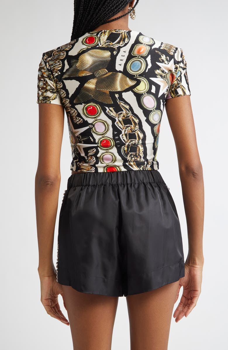 Area Gemstone Chain Print Crop Top, Alternate, color, Black Multi