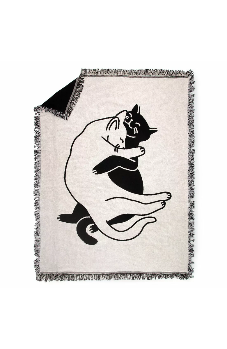 Uncommon Goods Snuggle Cat Throw Blanket by Seltzer Goods, Main, color, 