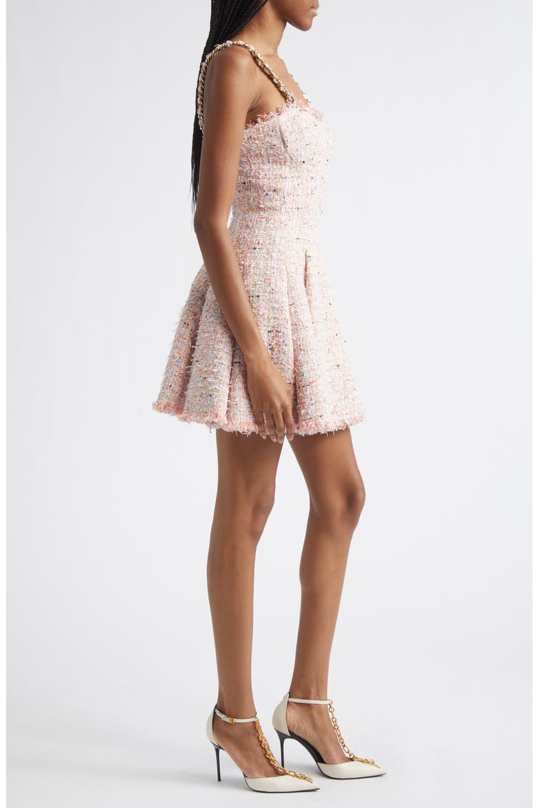 Multicolor Flared Tweed Minidress, Alternate, color, PINK