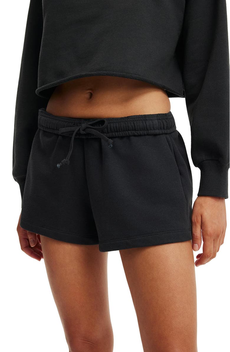 Cotton On Women's Cropped Fleece Sweatshirt, Alternate, color, Asphalt Black