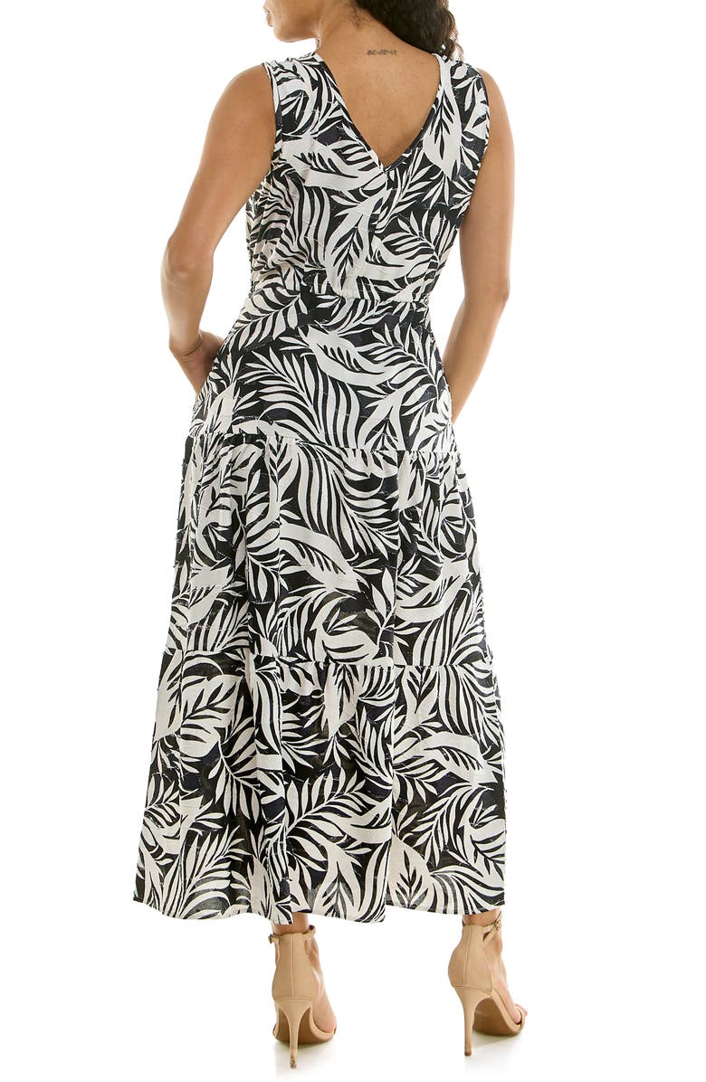 Nina Leonard Sleeveless Tiered Maxi Dress, Alternate, color, Black/ White