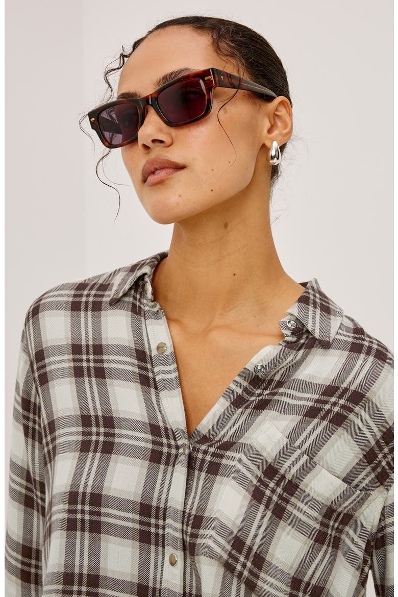 Hunter Plaid Button-Up Shirt, Alternate, color, BIRCH HICKORY