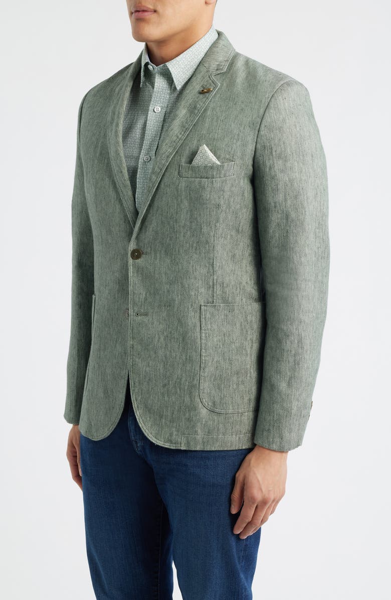 Johnston & Murphy Conley Linen Blend Blazer, Alternate, color, Sage Washed Linen