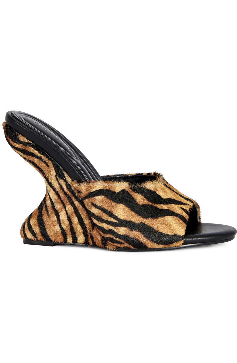 AZALEA WANG Vasa Genuine Calf Hair Wedge Sandal, Alternate, color, Orange Multi