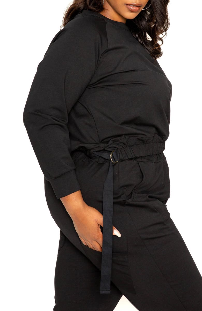 BUXOM COUTURE Long Sleeve Top & D-Ring Buckle Pants Set, Alternate, color,