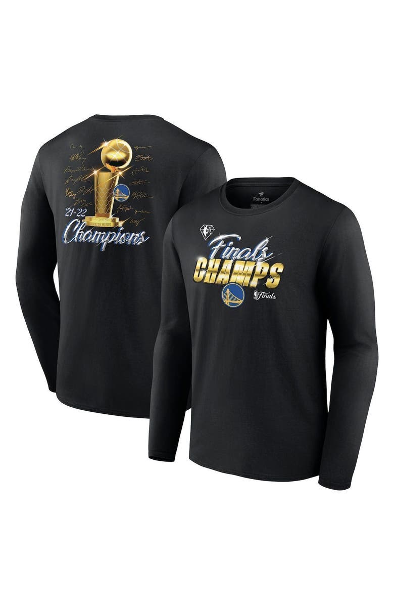 FANATICS Men's Fanatics Branded Black Golden State Warriors 2022 NBA Finals Champions Forward Roster Signature Long Sleeve T-Shirt, Main, color, 