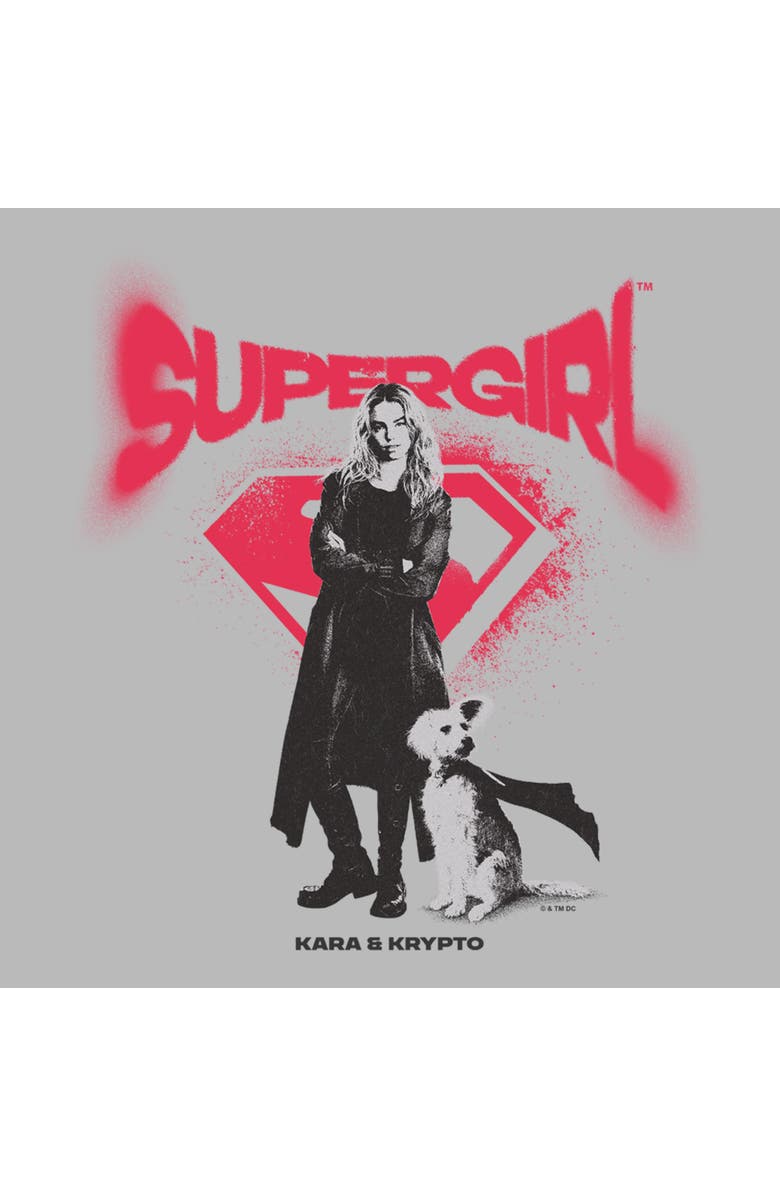 Supergirl Men's Supergirl Kara And Krypto Graffiti Graphic T-Shirt, Alternate, color, Sport Grey