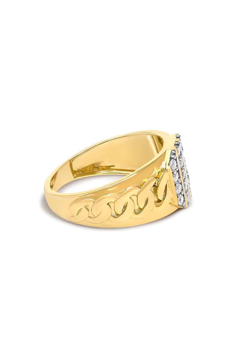 Haus of Brilliance Men's 14K Yellow Gold Plated Sterling Silver Diamond 1/2 Cttw Cuban-Link Band Ring, Alternate, color, Yellow Gold Over Silver