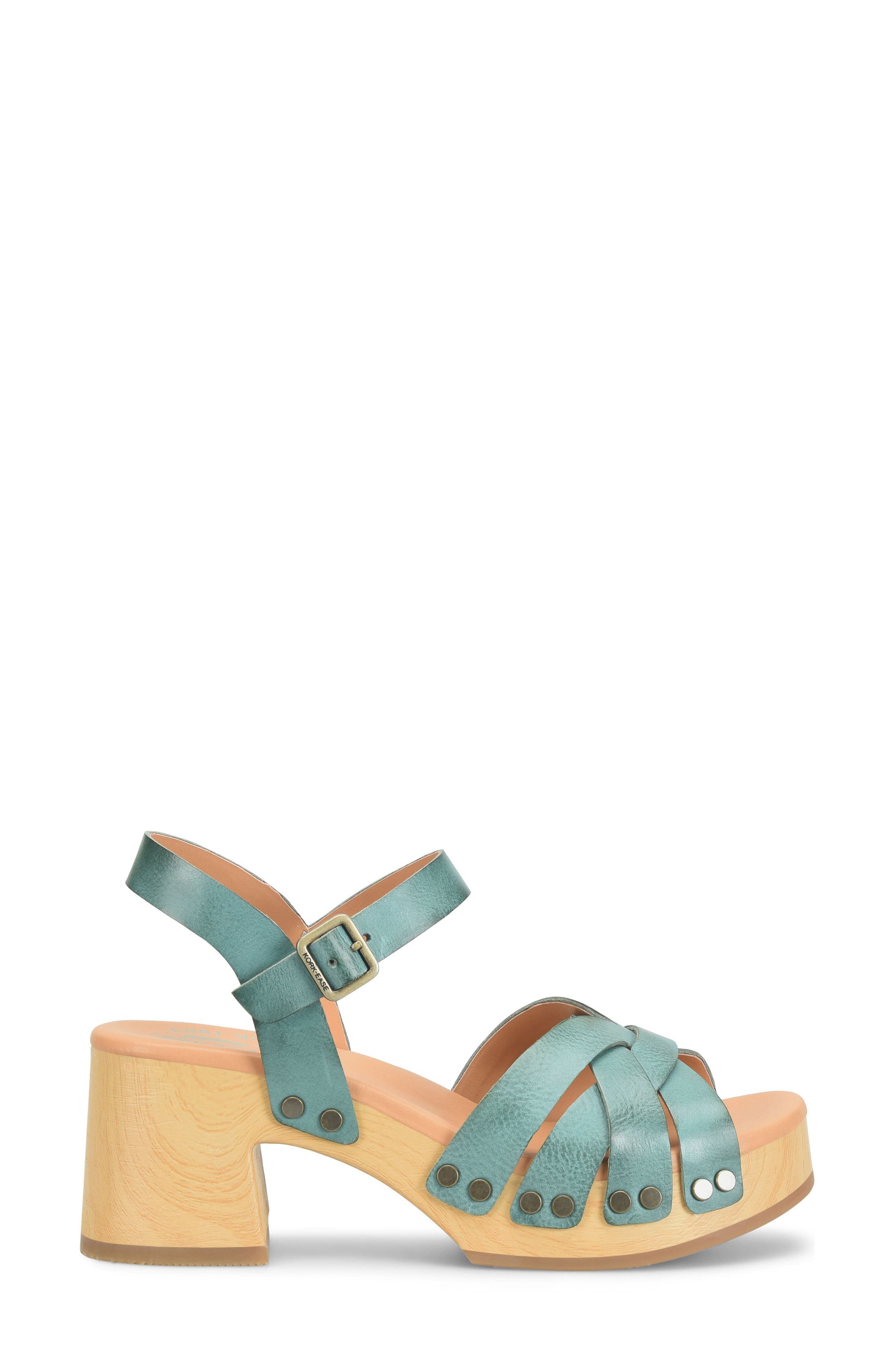 Kork-Ease<sup>®</sup> Ester Platform Sandal, Alternate, color, Teal Leather
