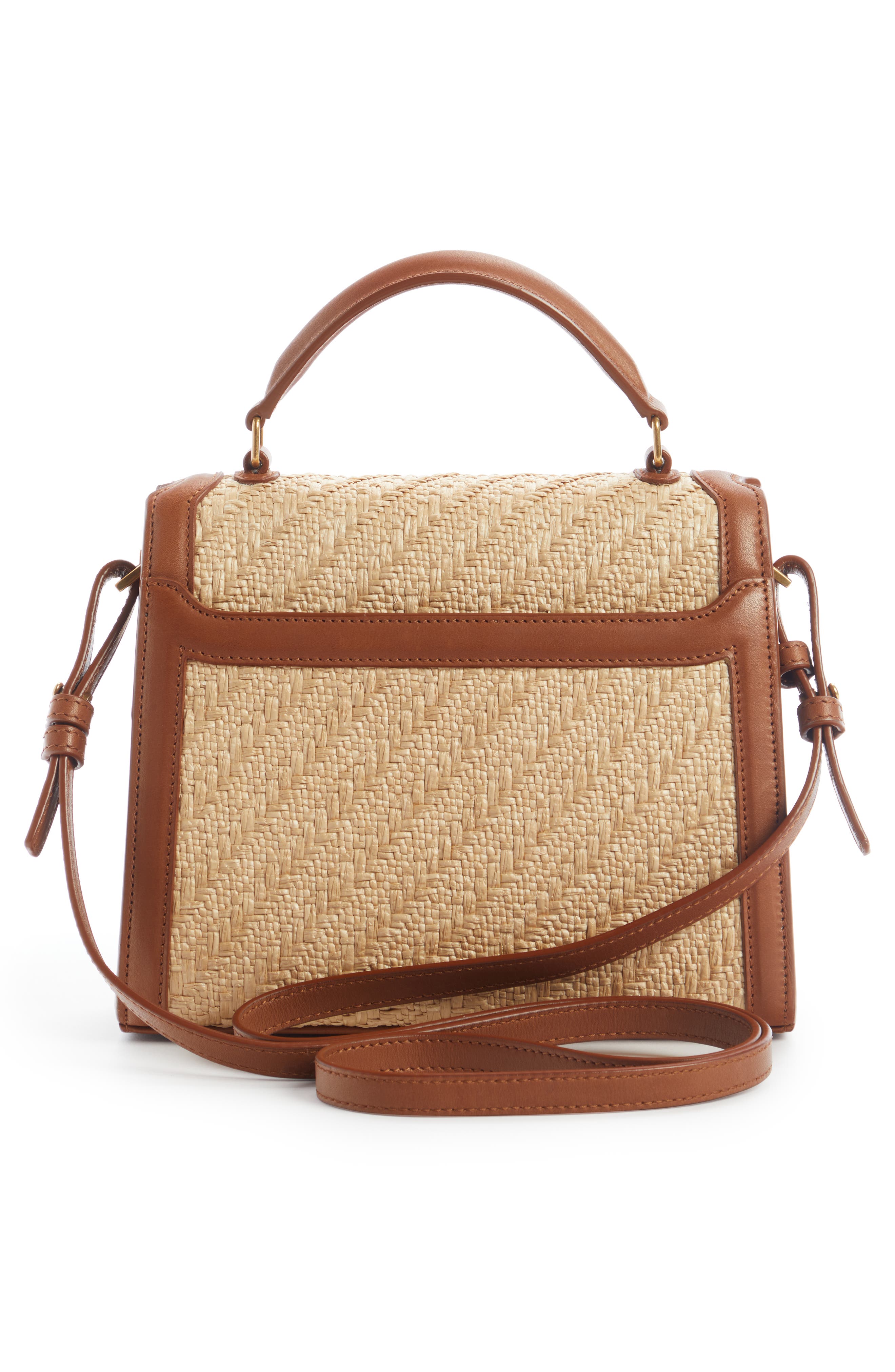 Saint Laurent Mini Cassandra Raffia Top Handle Bag, Alternate, color, 