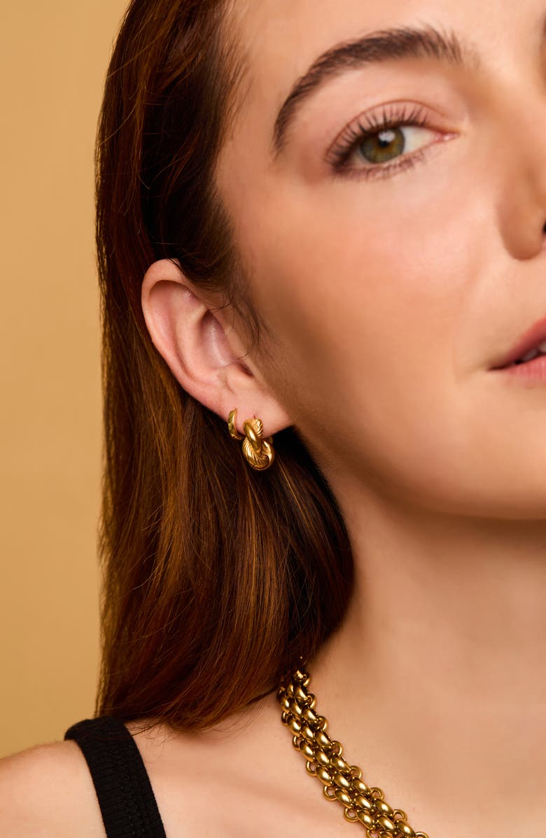 Petit Moments Braided Huggie Hoop Earrings, Alternate, color, Gold