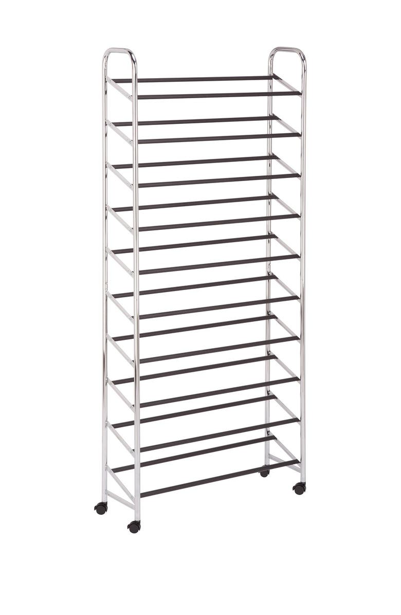 HONEY-CAN-DO Chrome Rolling Shoe Tower, Main, color, 