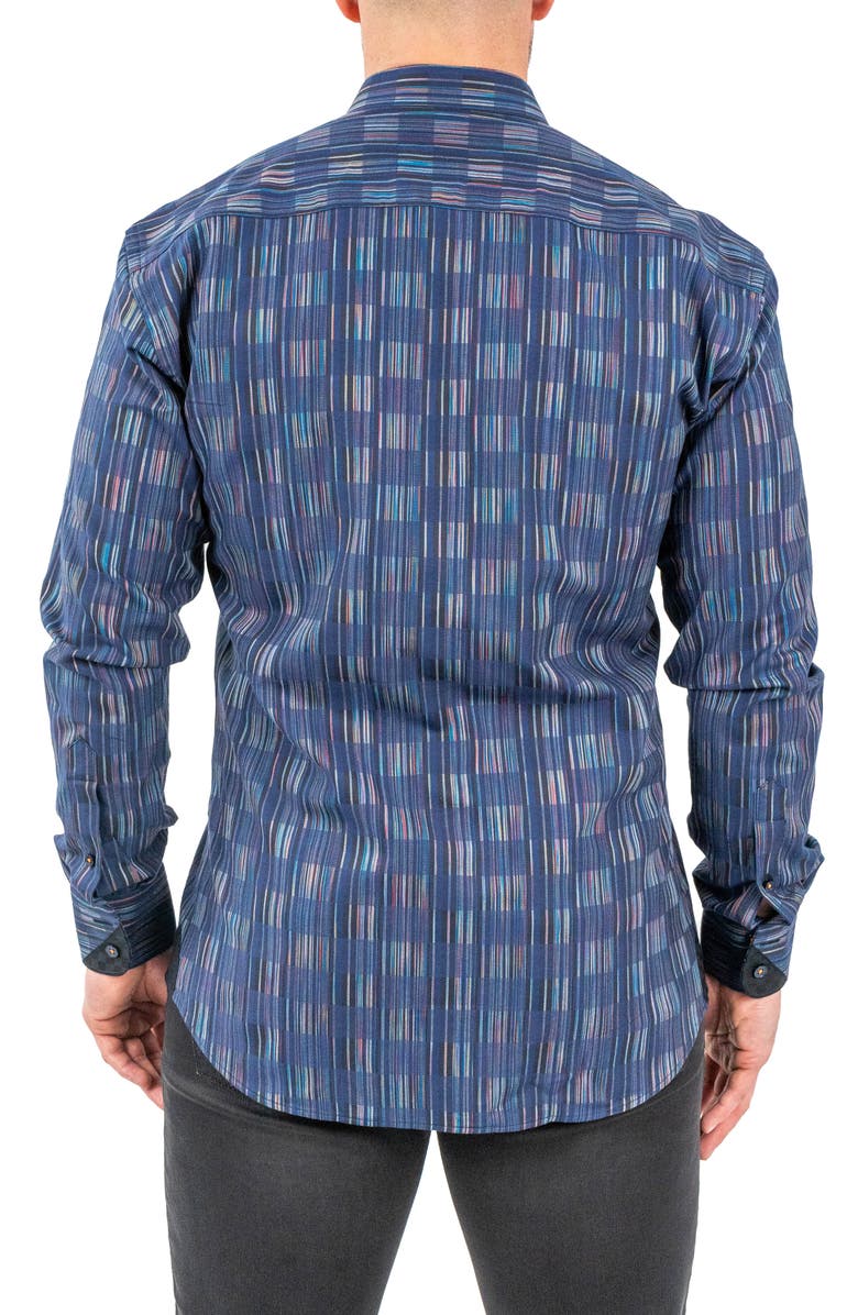 Maceoo Einstein Jacqcarter Blue Contemporary Fit Cotton Blend Button-Up Shirt, Alternate, color,