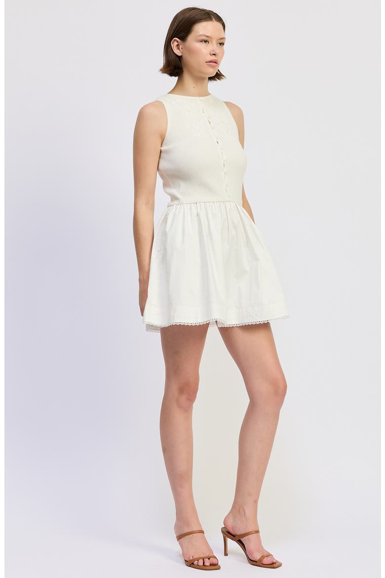 Candace Mixed Media Minidress, Alternate, color, WHITE