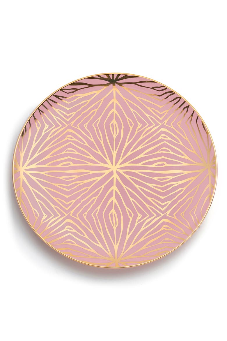 Set of 4 Assorted Talianna Ceramic Dessert Plates, Alternate, color, ASSORTED COLORS AND GOLD