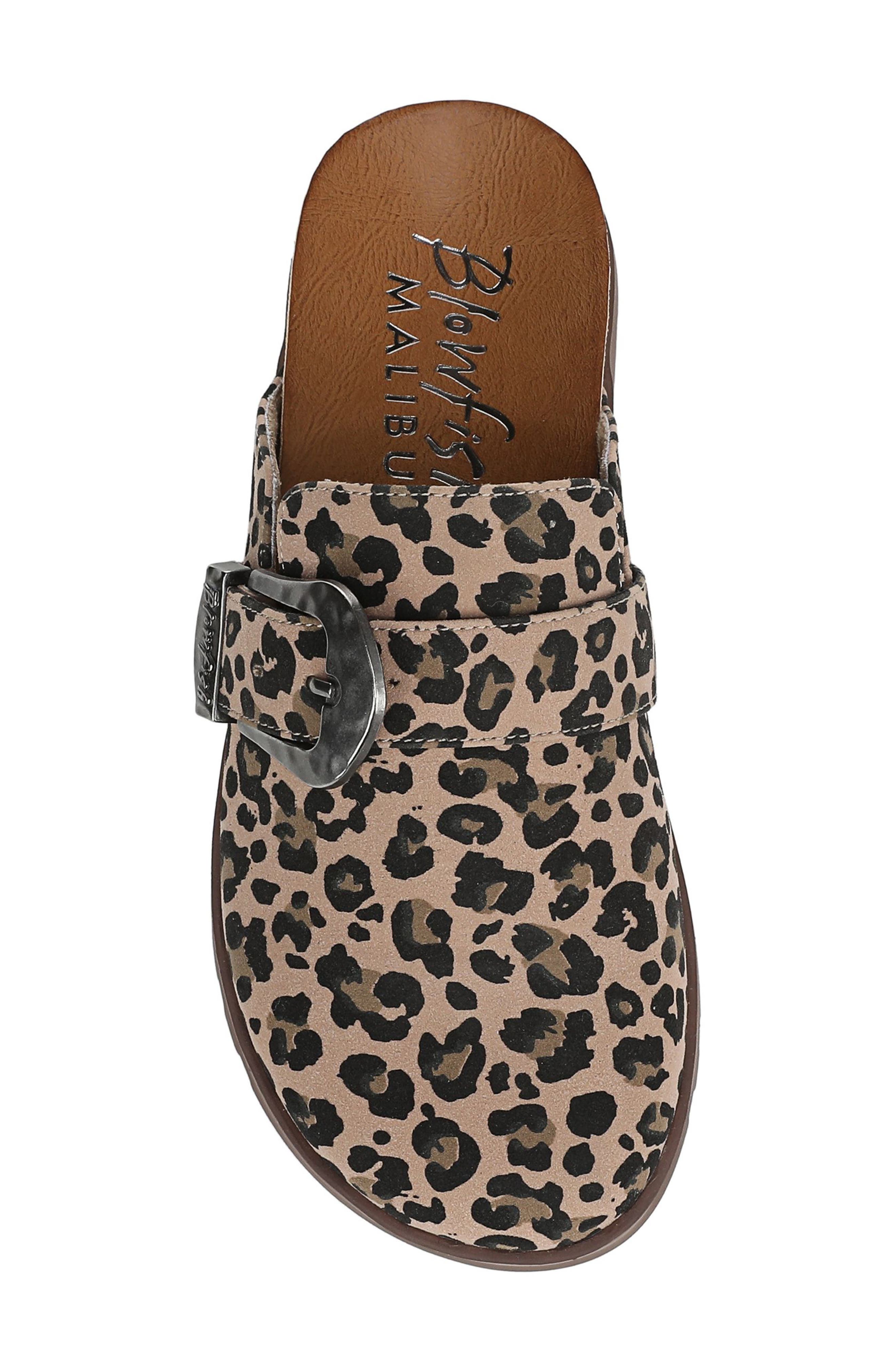 Blowfish Malibu Sienna Buckle Clog, Alternate, color, Leopard Faux Suede