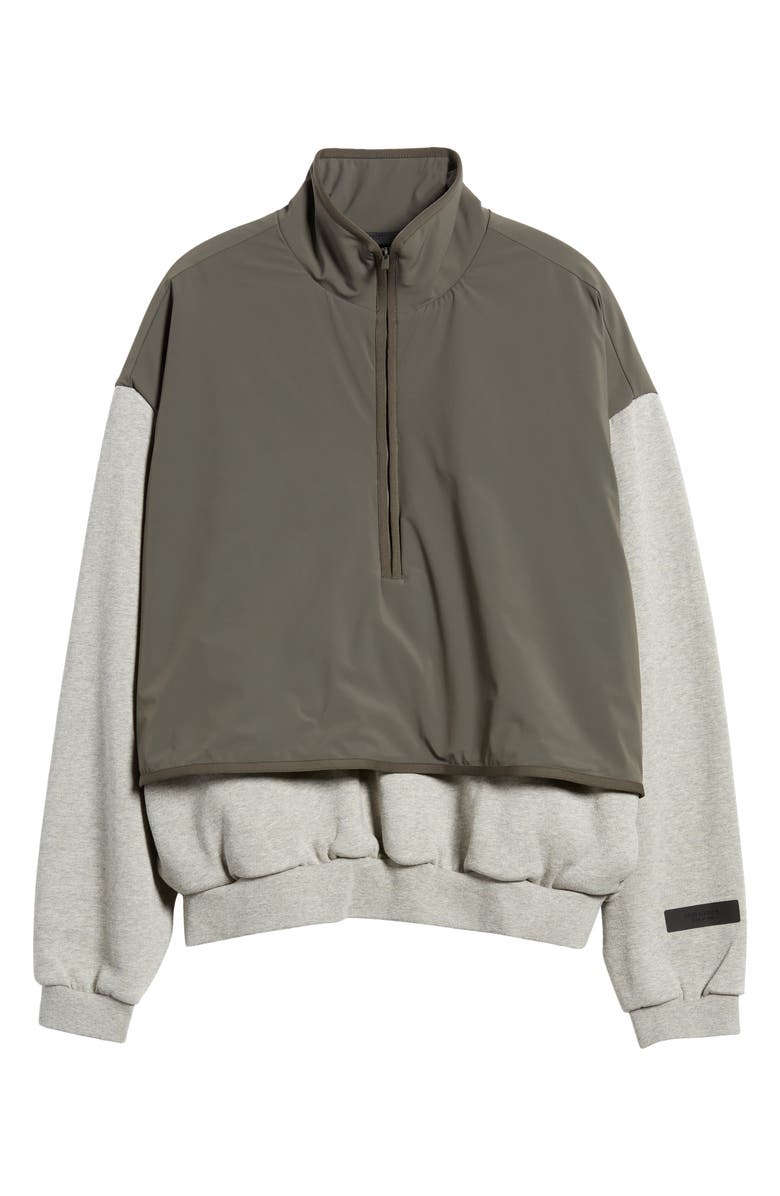 Fear of God Essentials Half Zip Fleece & Nylon Pullover, Main, color,