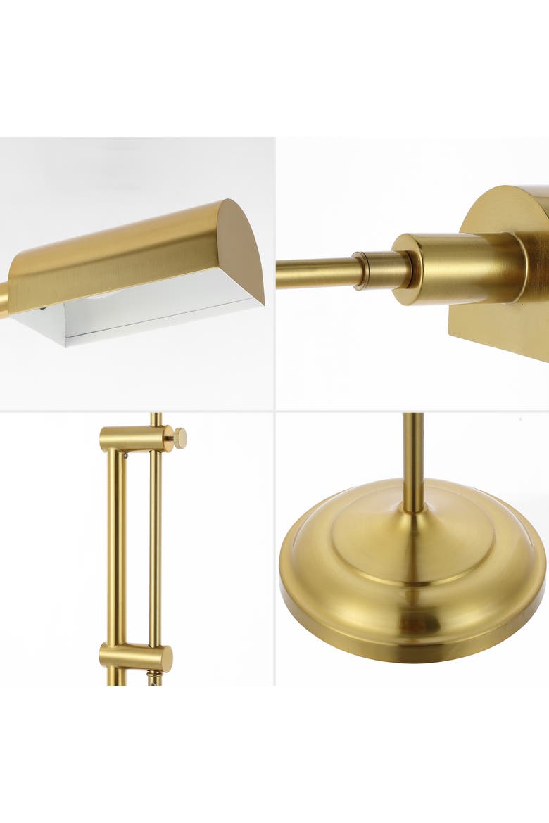 Zinnia 63" Industrial Minimalist Height-Adjustable Iron Pharmacy LED Floor Lamp, Brass Gold, Alternate, color, Brass Gold