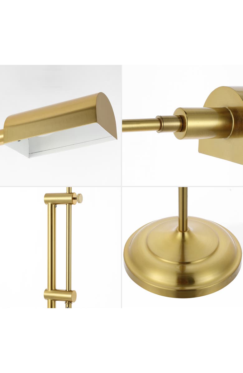 JONATHAN Y Zinnia 63" Industrial Minimalist Height-Adjustable Iron Pharmacy LED Floor Lamp, Brass Gold, Alternate, color, Brass Gold