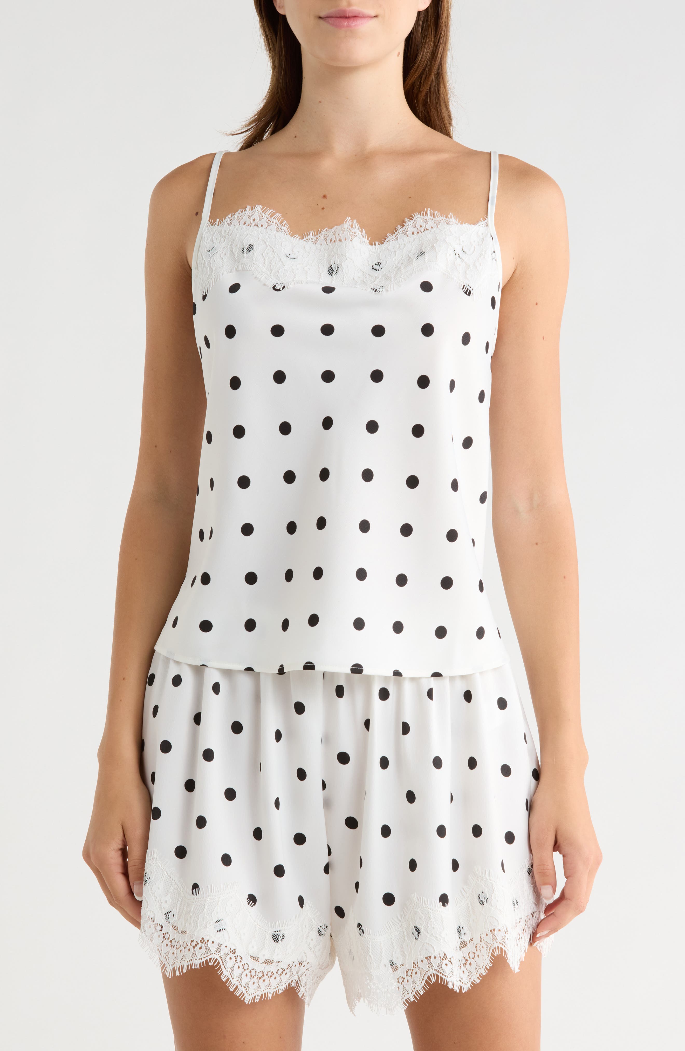 WAYF Lace Inset Polka Dot Cami