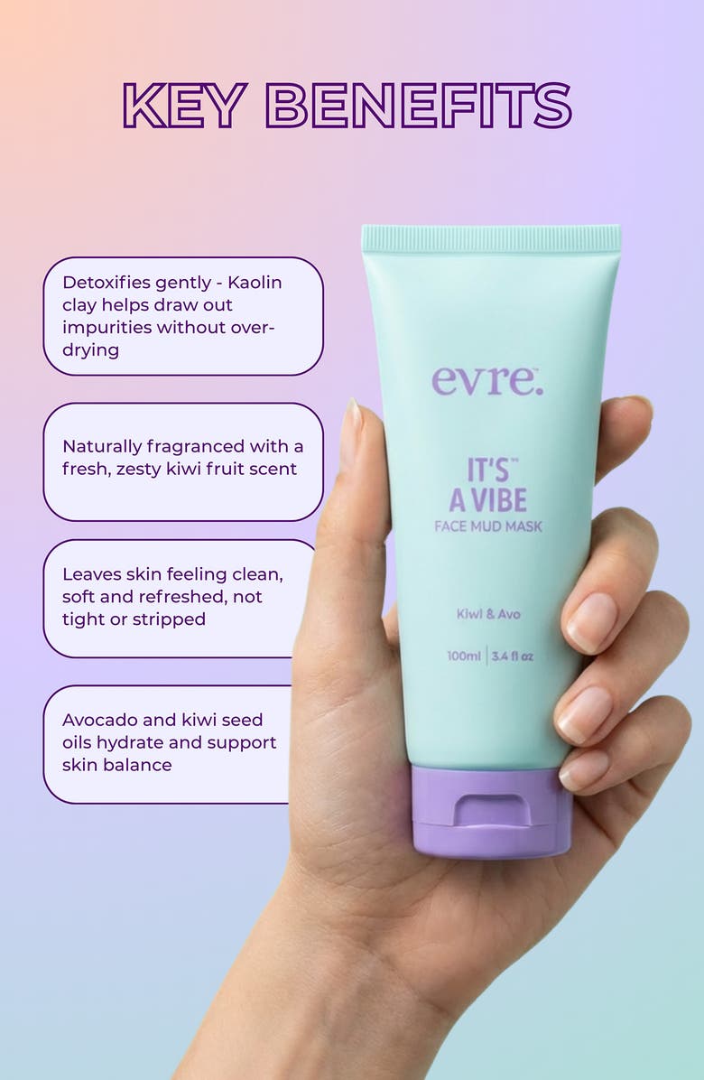evre. It's A Vibe Kiwi & Avo Face Mud Mask, Alternate, color, 