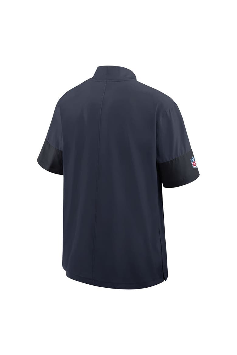 Men's Nike Navy Chicago Bears Sideline Short Sleeve Quarter-Zip Performance Coach Jacket, Alternate, color, Navy