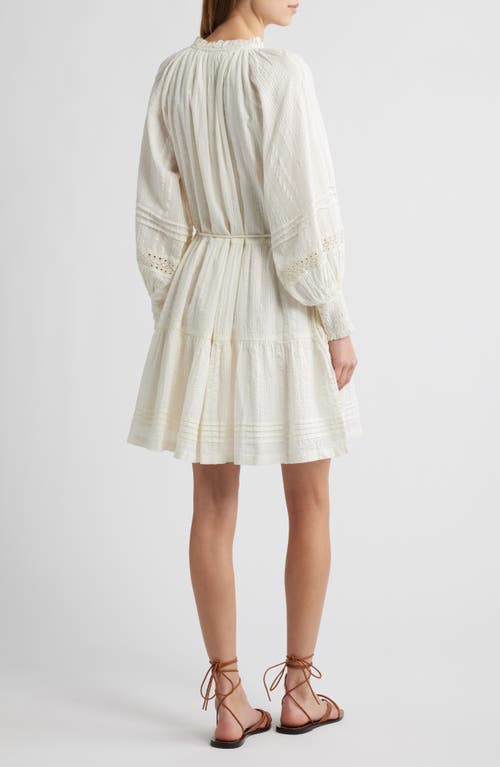 Cleobella Meadow Long Sleeve Cotton Seersucker Minidress In Ivory