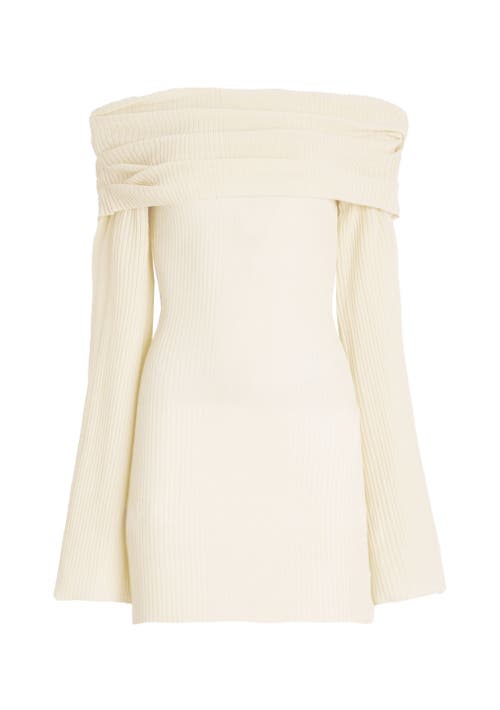 Shop Ser.o.ya Galli Rib Knit Mini Dress In Eggshell